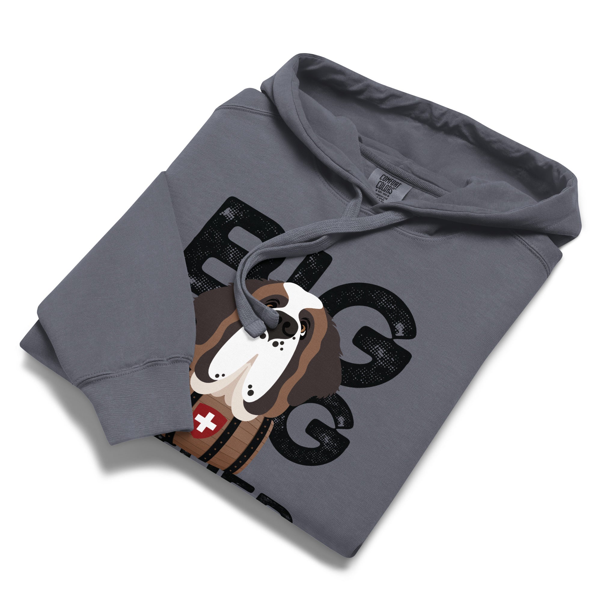 Big Dog Father Saint Bernard Comfort Colors® Hoodie - Black - Lucy + Norman
