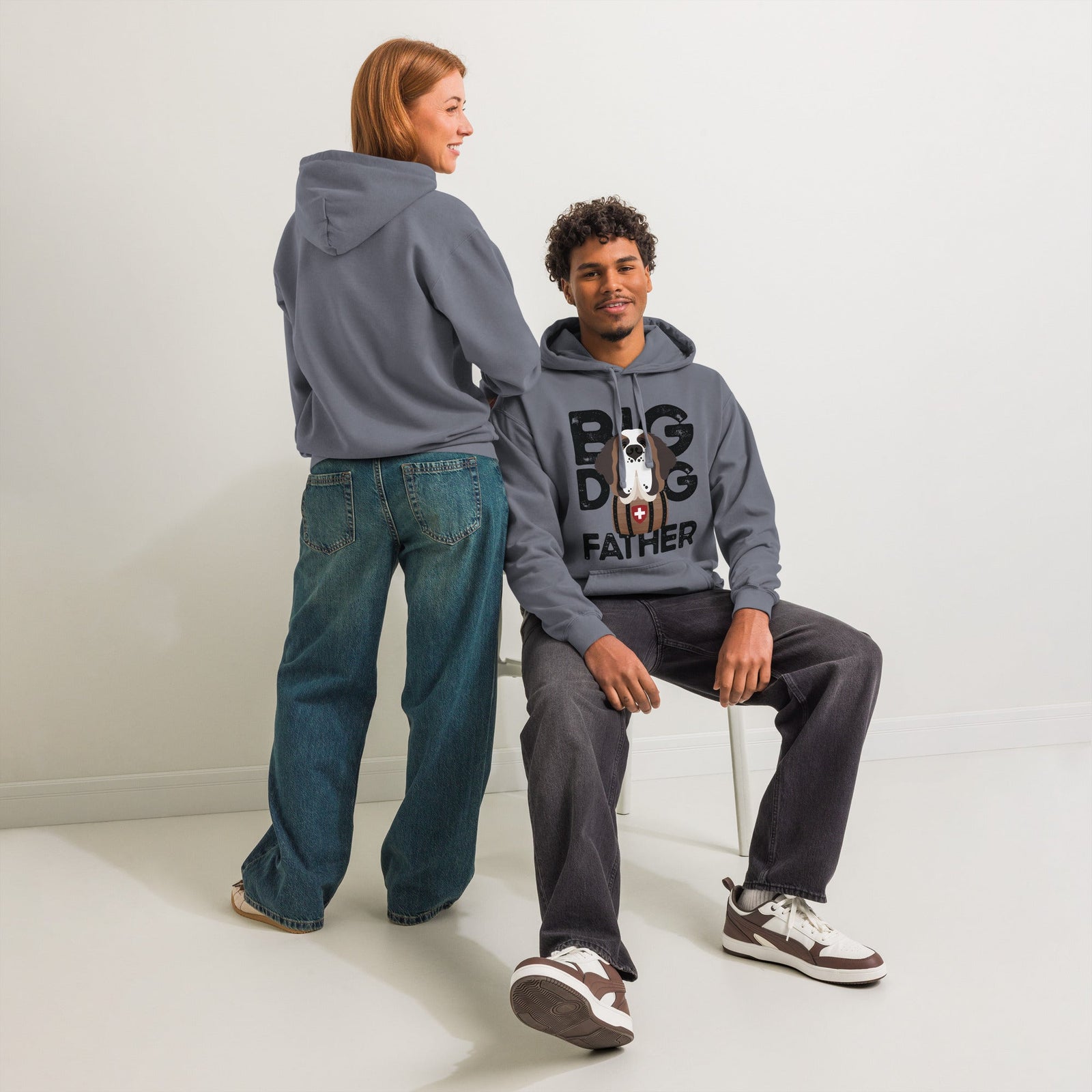 Big Dog Father Saint Bernard Comfort Colors® Hoodie - Black - Lucy + Norman