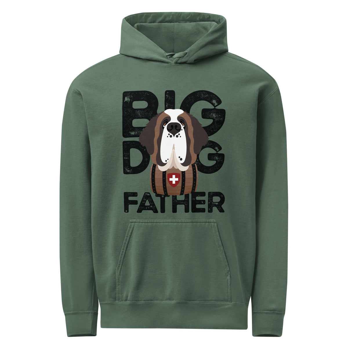 Big Dog Father Saint Bernard Comfort Colors® Hoodie - Black - Lucy + Norman
