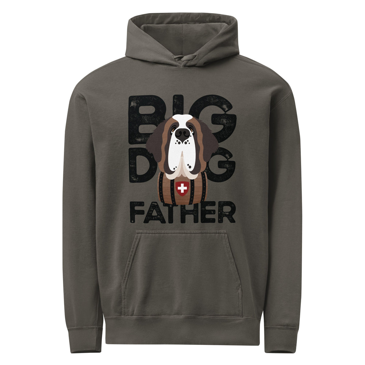 Big Dog Father Saint Bernard Comfort Colors® Hoodie - Black - Lucy + Norman