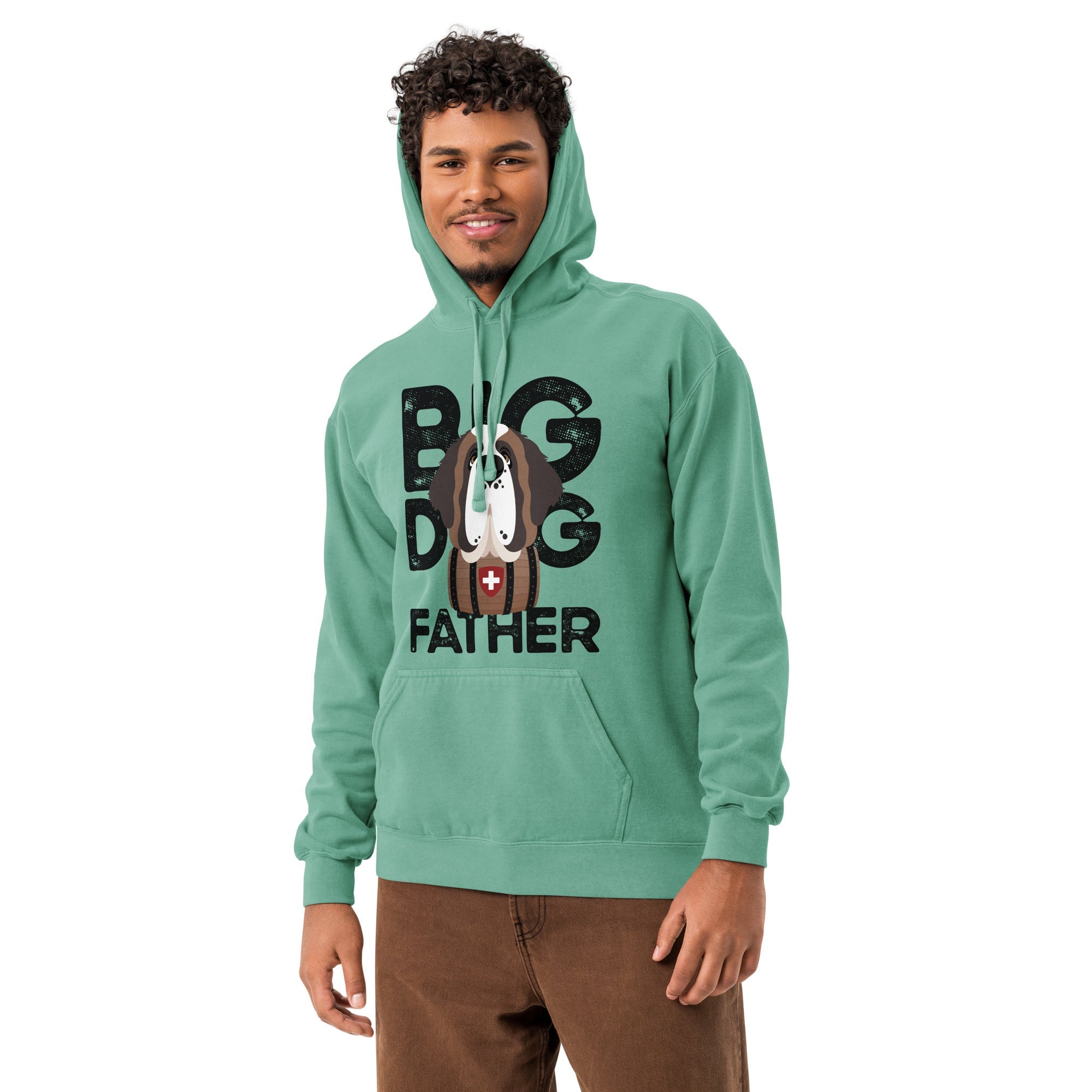 Big Dog Father Saint Bernard Comfort Colors® Hoodie - Black - Lucy + Norman