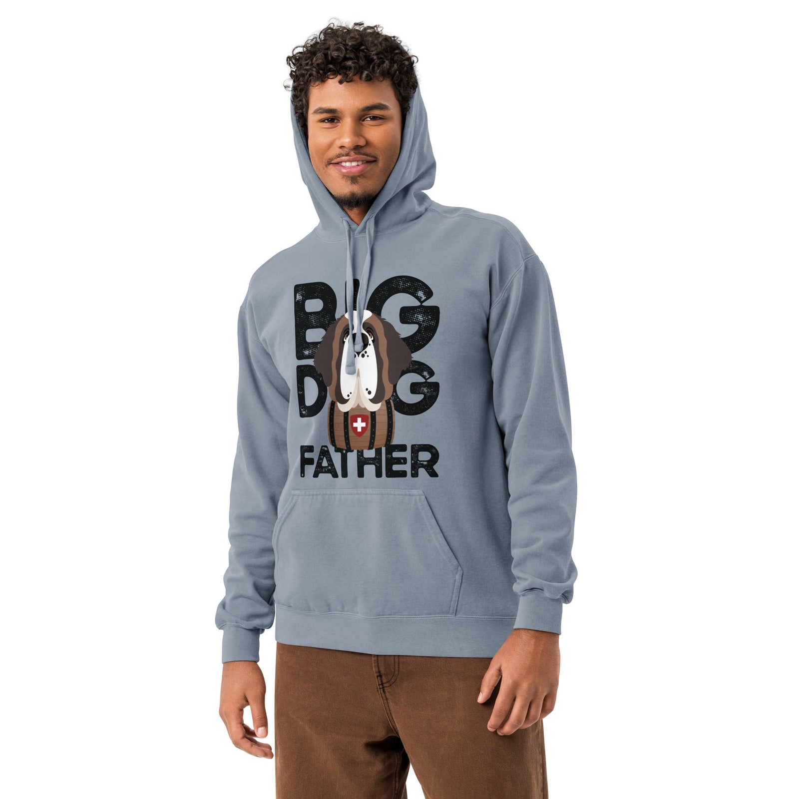 Big Dog Father Saint Bernard Comfort Colors® Hoodie - Black - Lucy + Norman