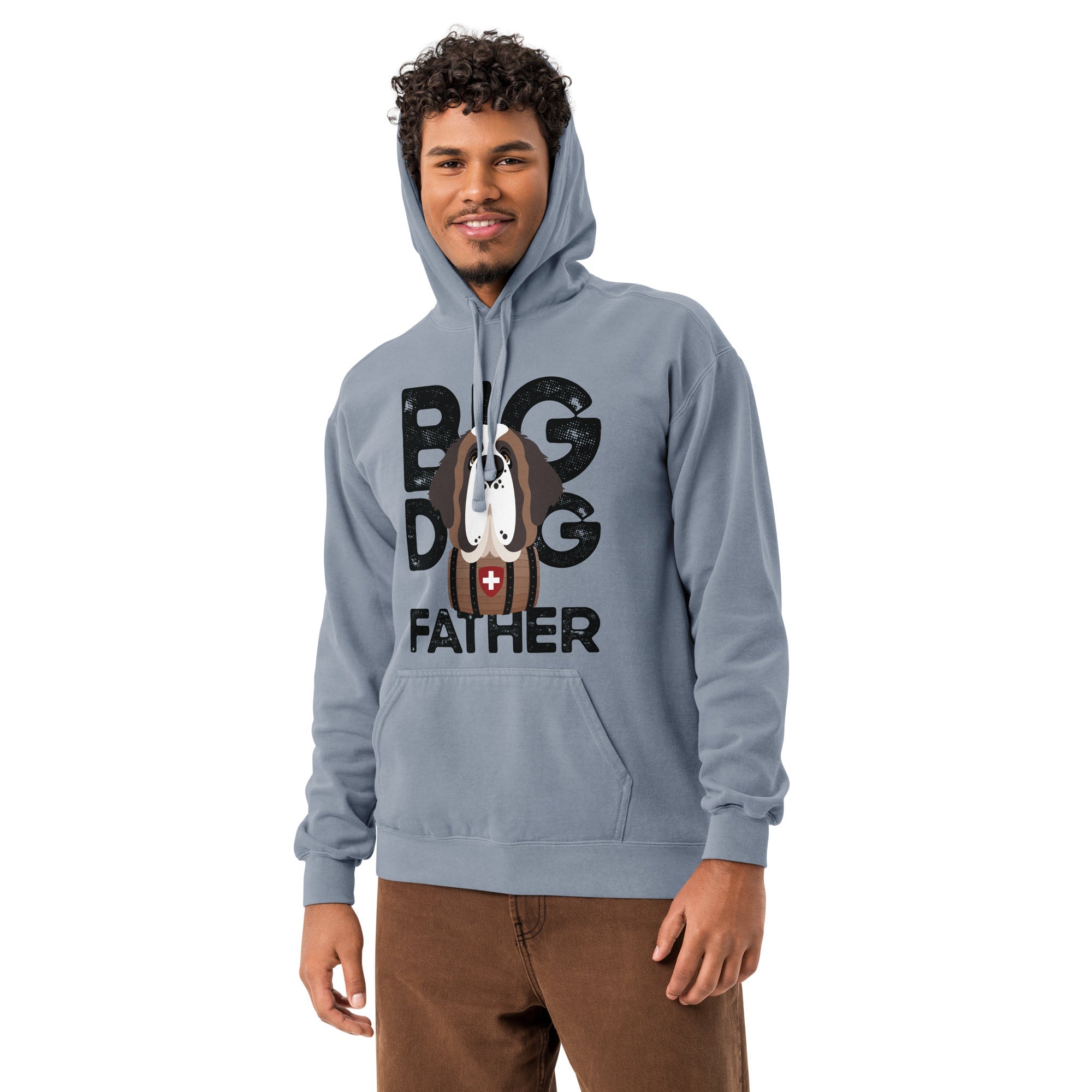 Big Dog Father Saint Bernard Comfort Colors® Hoodie - Black - Lucy + Norman