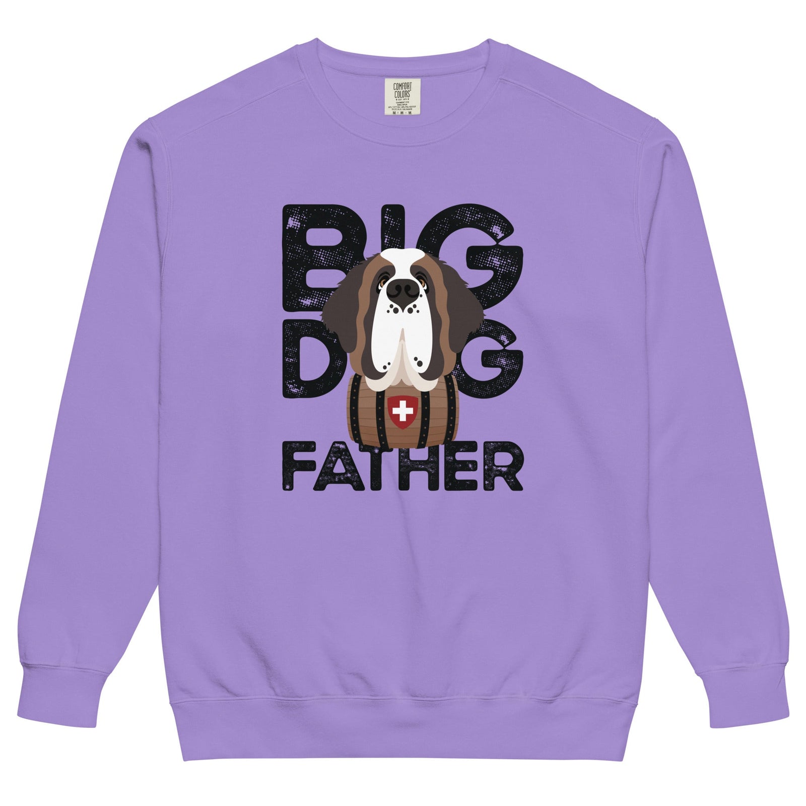 Big Dog Father Saint Bernard Comfort Colors® Sweatshirt - Black - Lucy + Norman