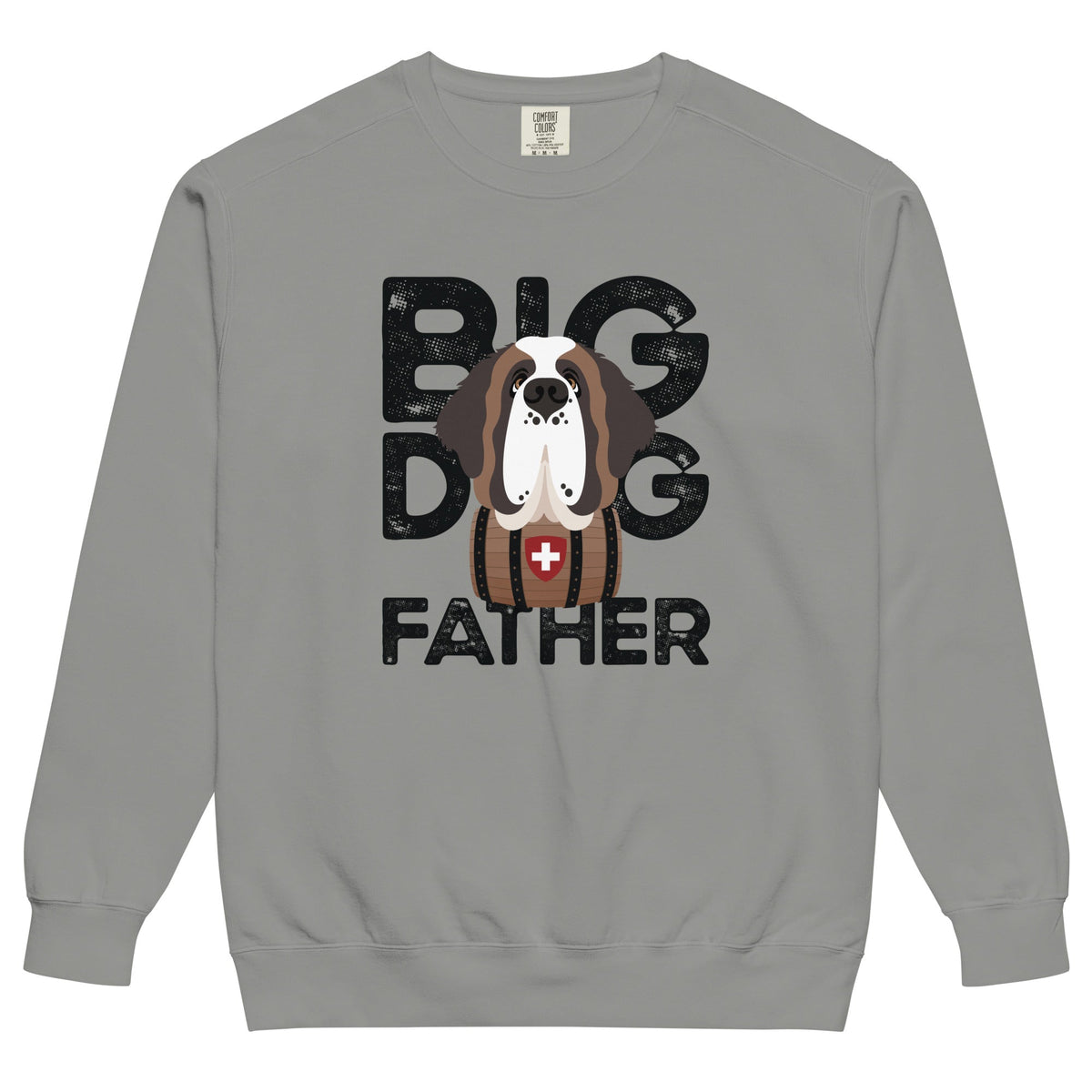 Big Dog Father Saint Bernard Comfort Colors® Sweatshirt - Black - Lucy + Norman