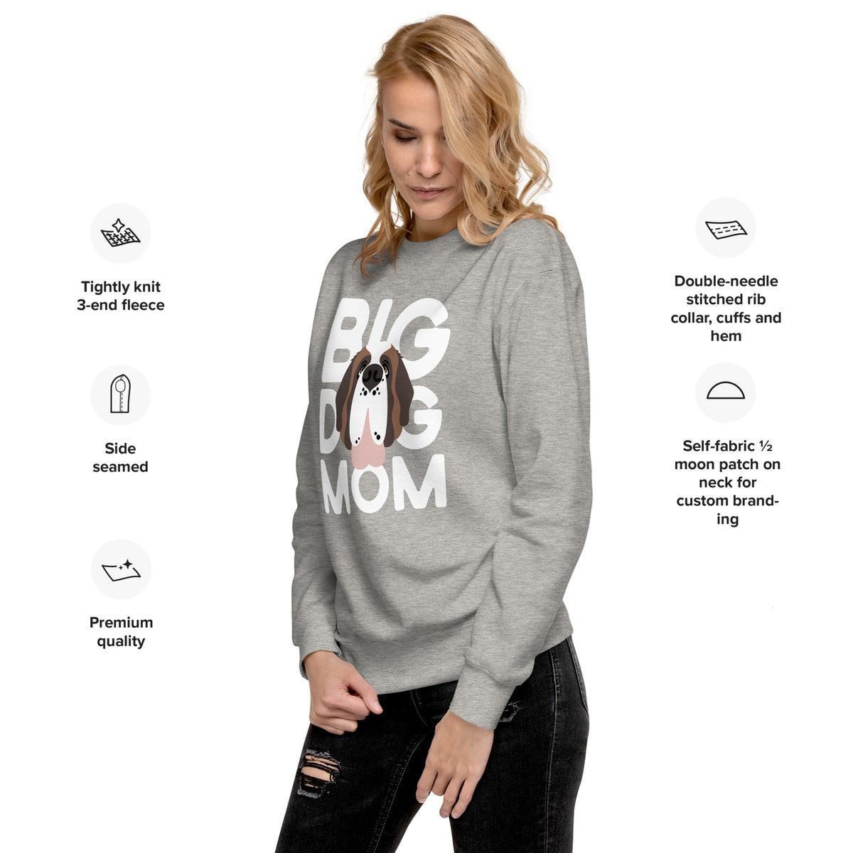 Big Dog Mom Saint Bernard Sweatshirt | Cozy Fleece Crewneck