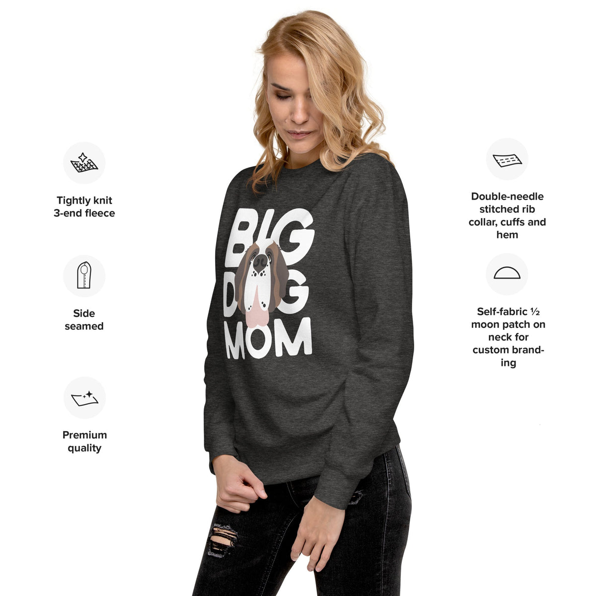 Big Dog Mom Saint Bernard Sweatshirt | Cozy Fleece Crewneck - Lucy + Norman