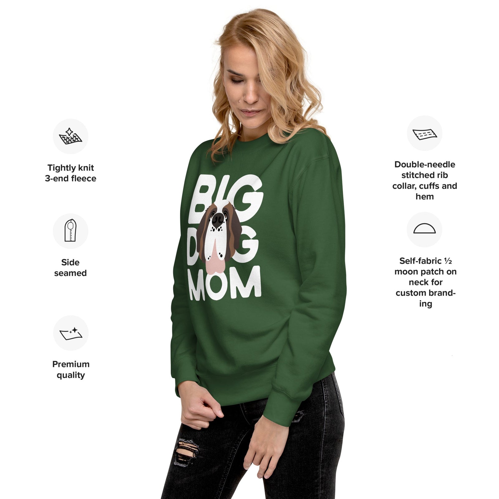 Big Dog Mom Saint Bernard Sweatshirt | Cozy Fleece Crewneck - Lucy + Norman