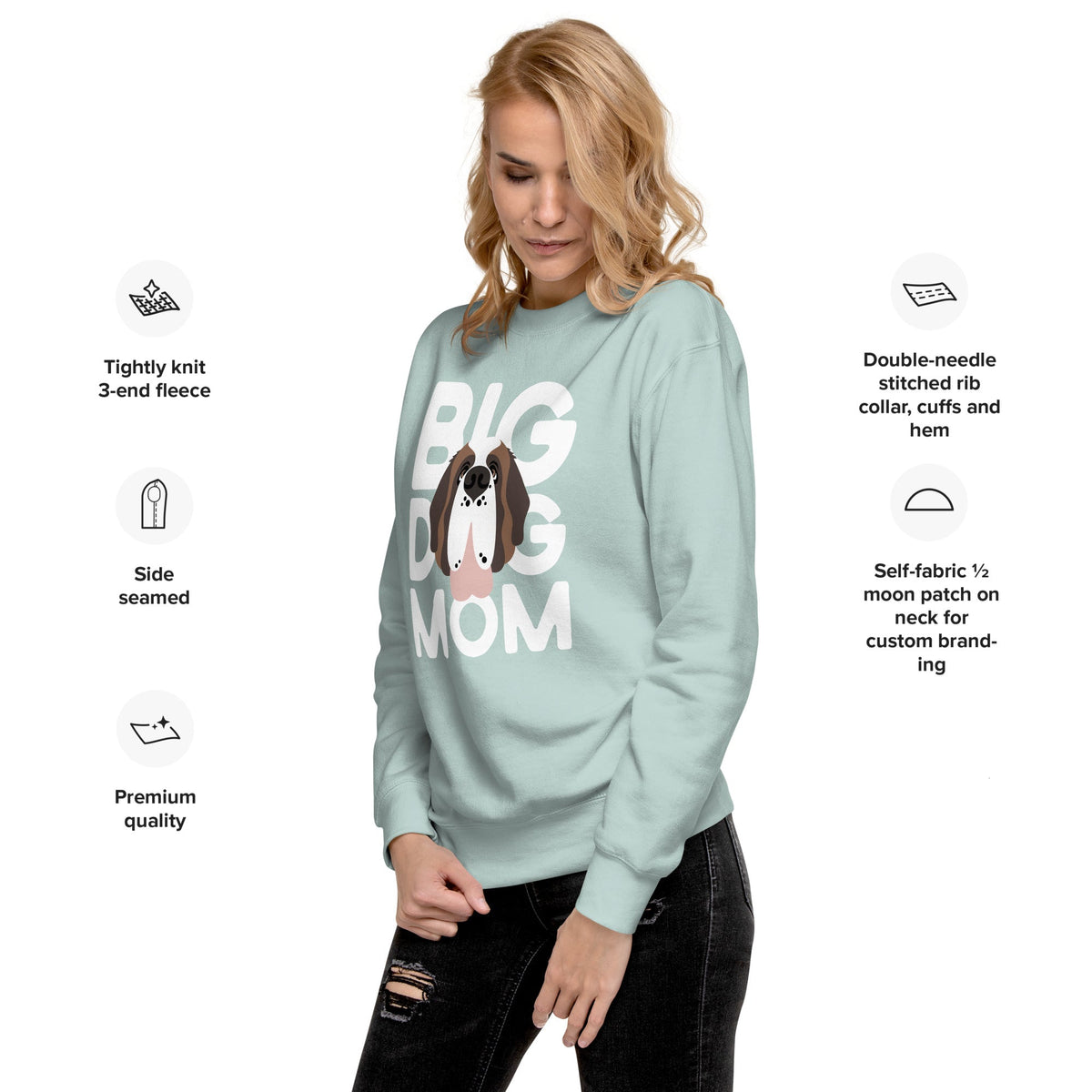 Big Dog Mom Saint Bernard Sweatshirt | Cozy Fleece Crewneck - Lucy + Norman