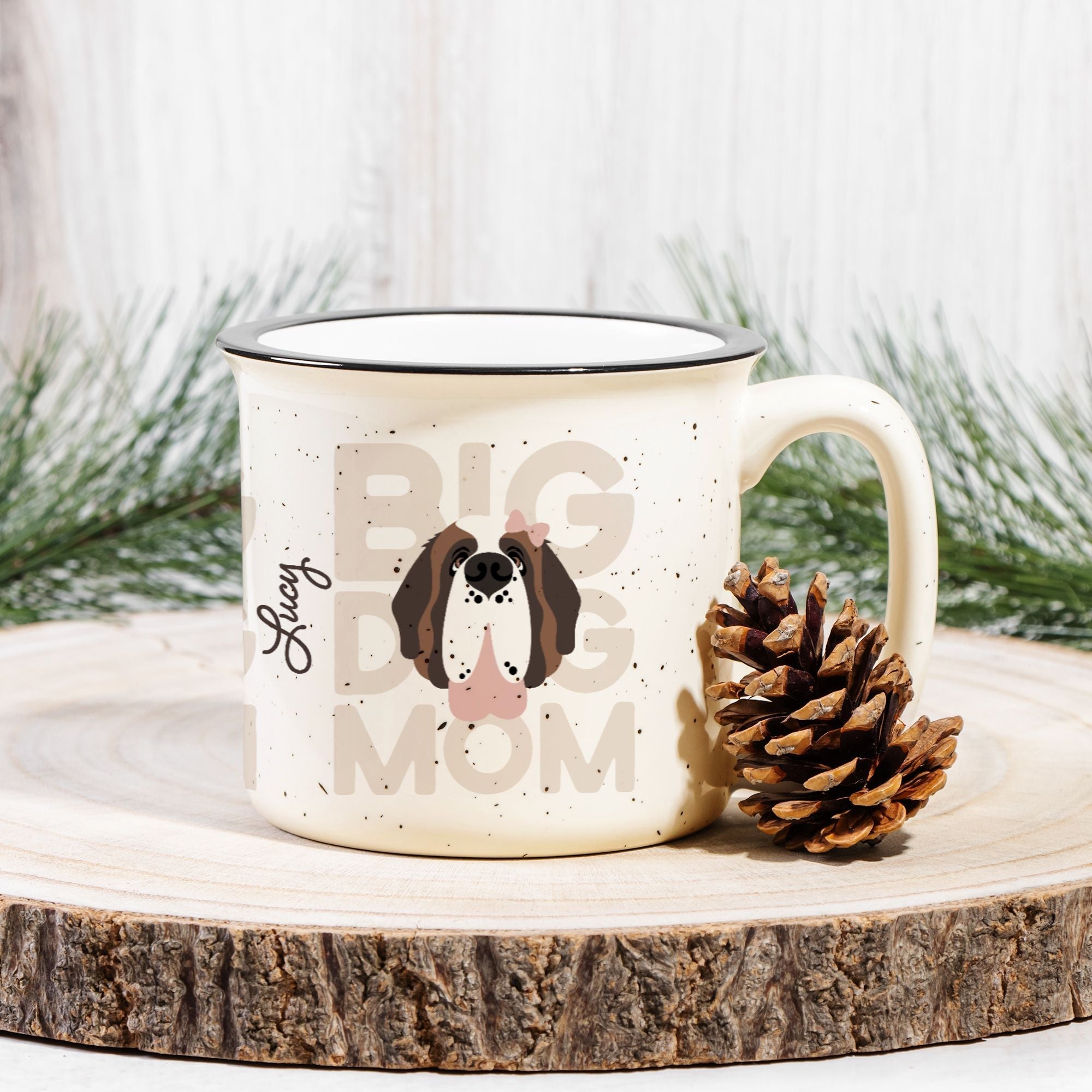 Big Dog Mom with Dog Names Ceramic Camp Mug - Lucy + Norman