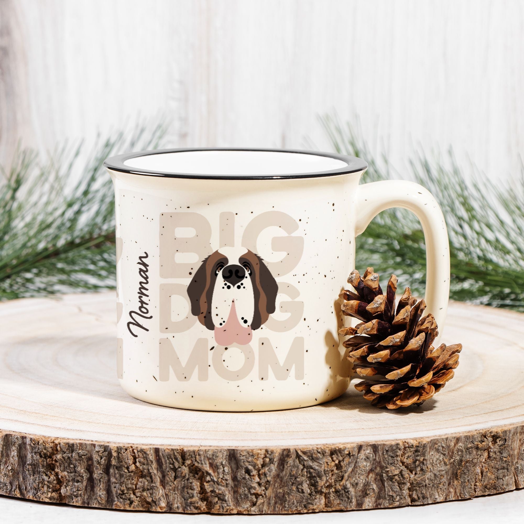 Big Dog Mom with Dog Names Ceramic Camp Mug - Lucy + Norman