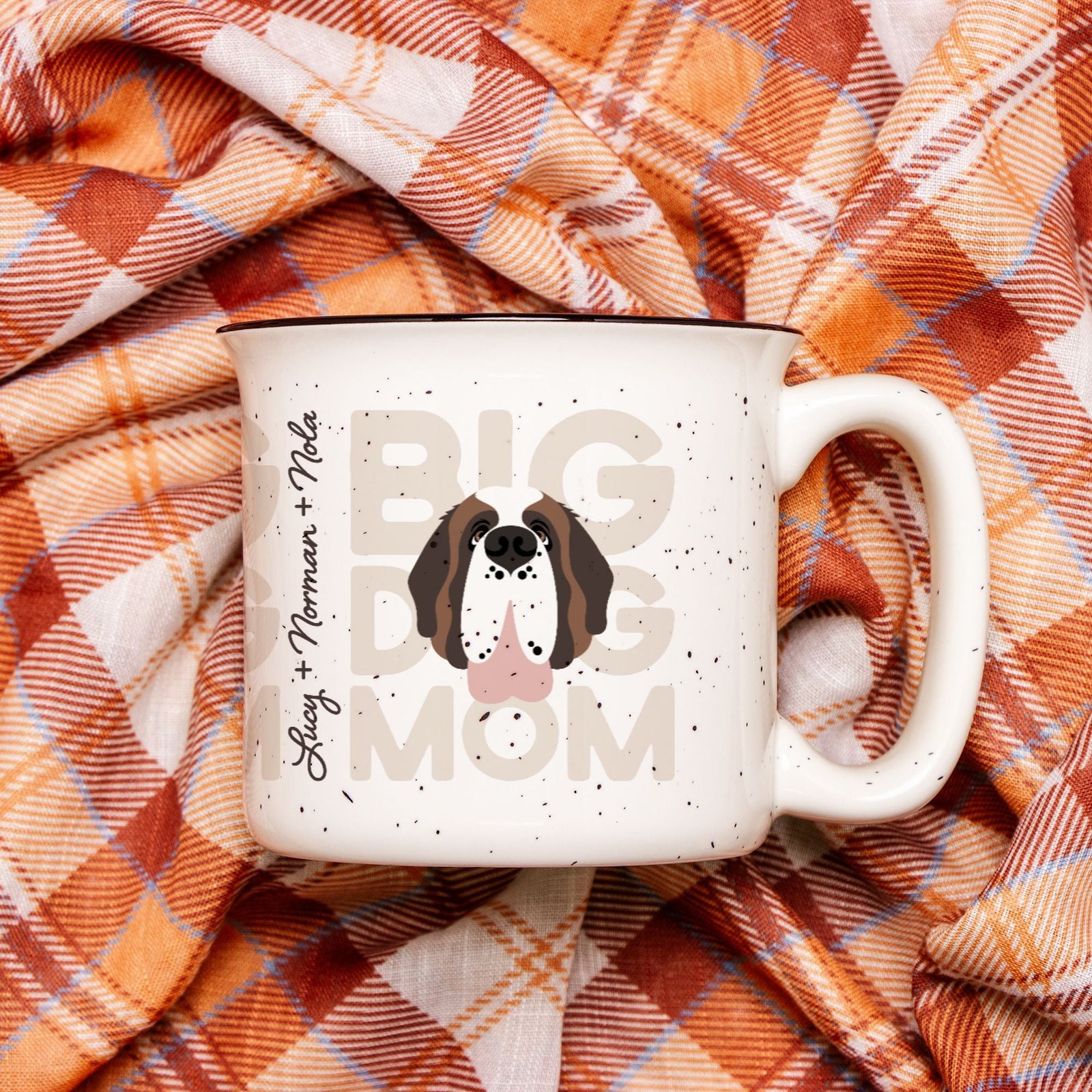 Big Dog Mom with Dog Names Ceramic Camp Mug - Lucy + Norman