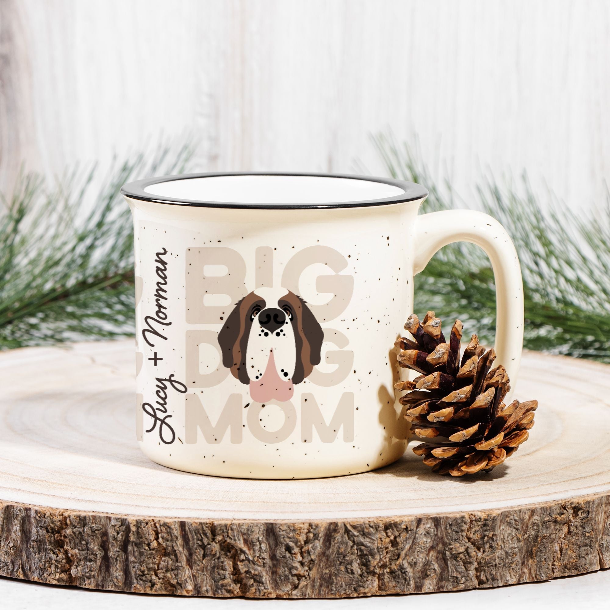 Big Dog Mom with Dog Names Ceramic Camp Mug - Lucy + Norman