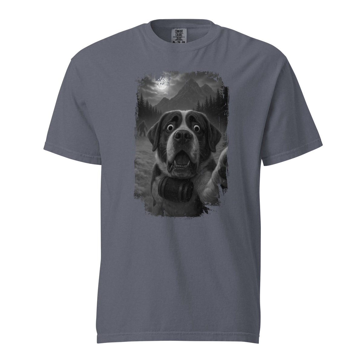 Bigfoot Scaredy Saint Bernard Selfie T-Shirt - Lucy + Norman