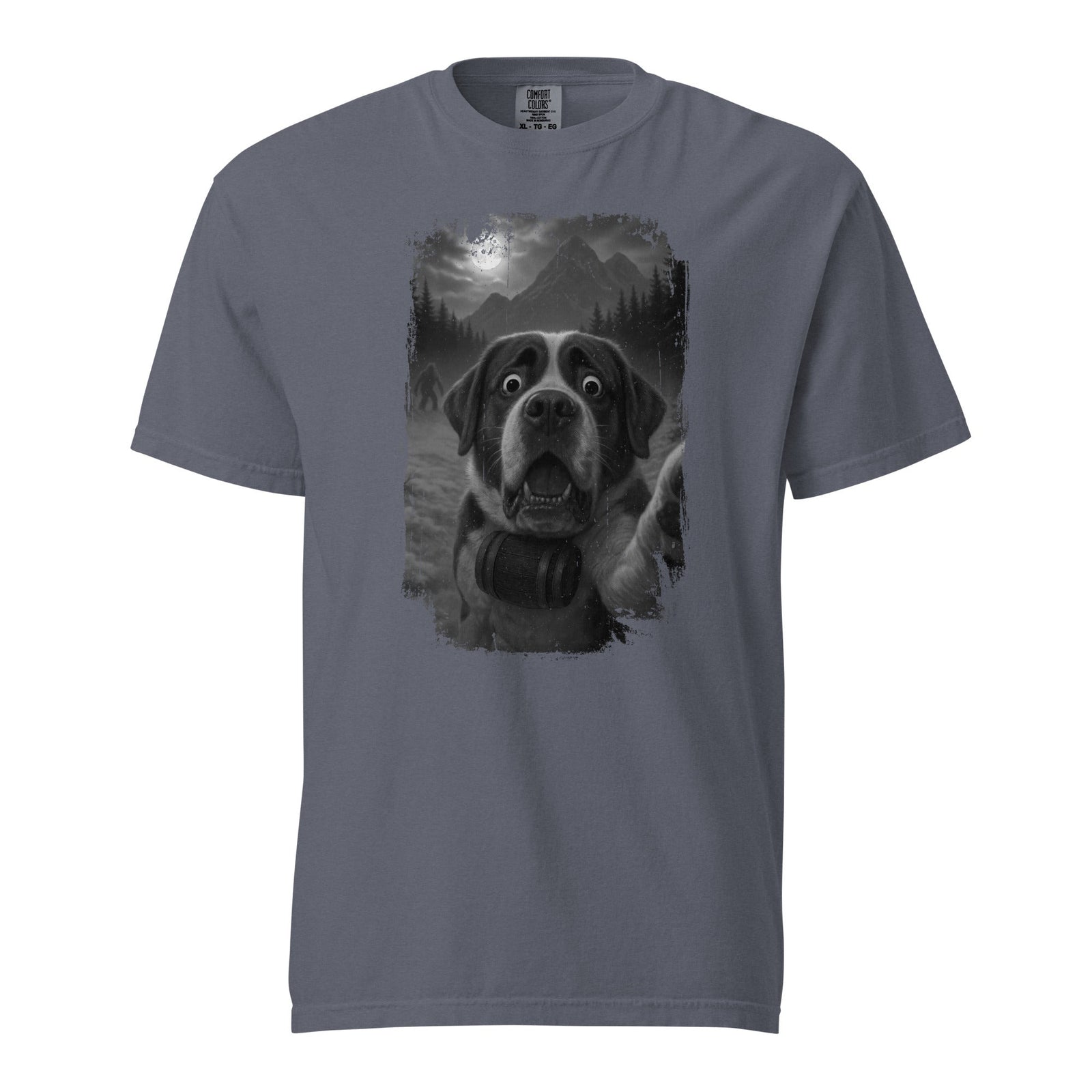 Bigfoot Scaredy Saint Bernard Selfie T-Shirt - Lucy + Norman