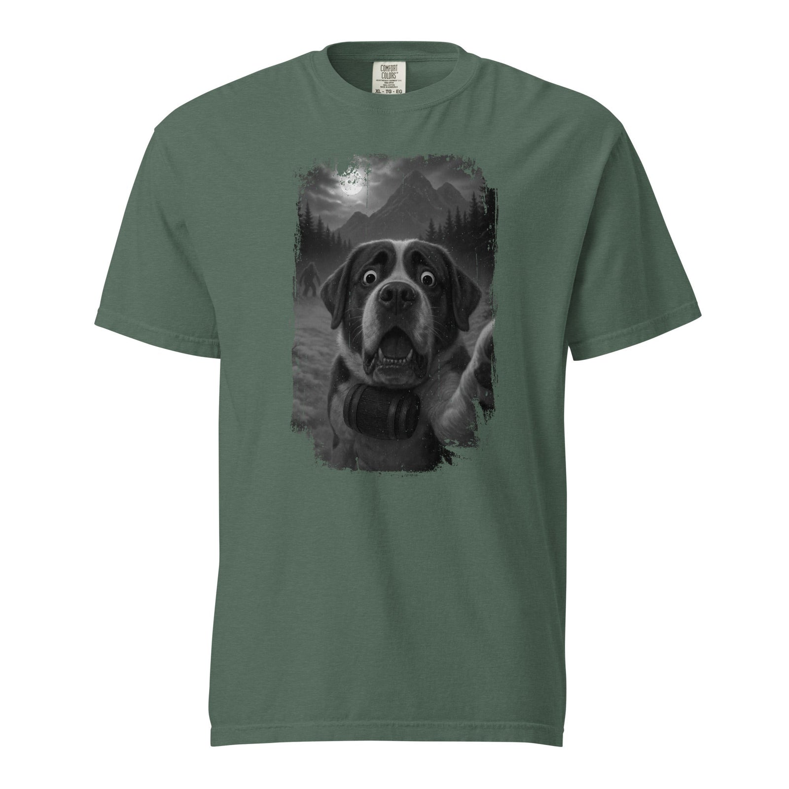 Bigfoot Scaredy Saint Bernard Selfie T-Shirt - Lucy + Norman