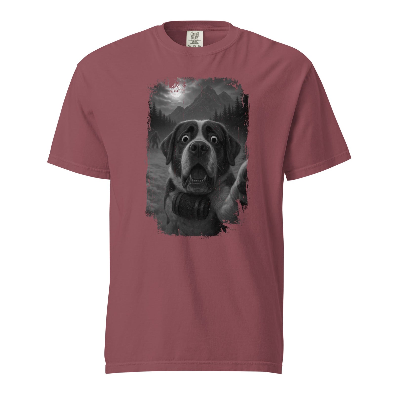 Bigfoot Scaredy Saint Bernard Selfie T-Shirt - Lucy + Norman
