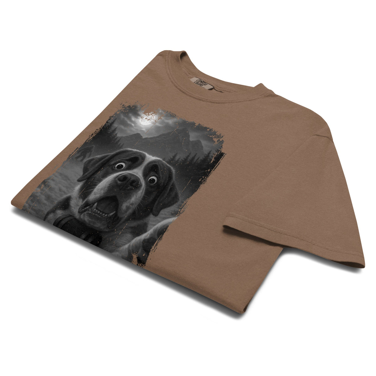Bigfoot Scaredy Saint Bernard Selfie T-Shirt - Lucy + Norman