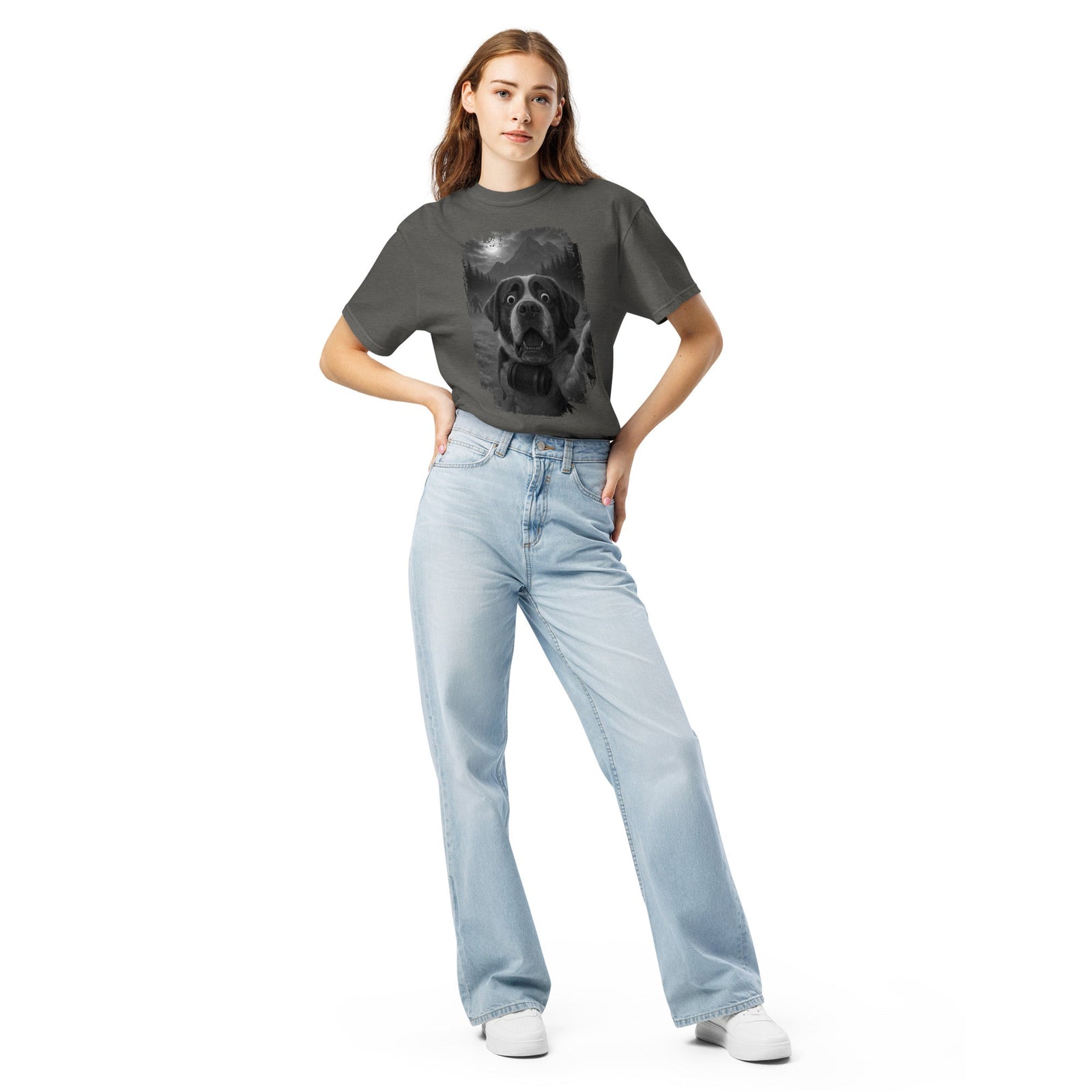 Bigfoot Scaredy Saint Bernard Selfie T-Shirt - Lucy + Norman