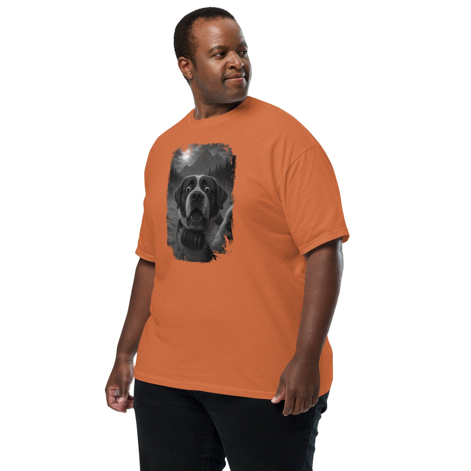 Bigfoot Scaredy Saint Bernard Selfie T-Shirt - Lucy + Norman