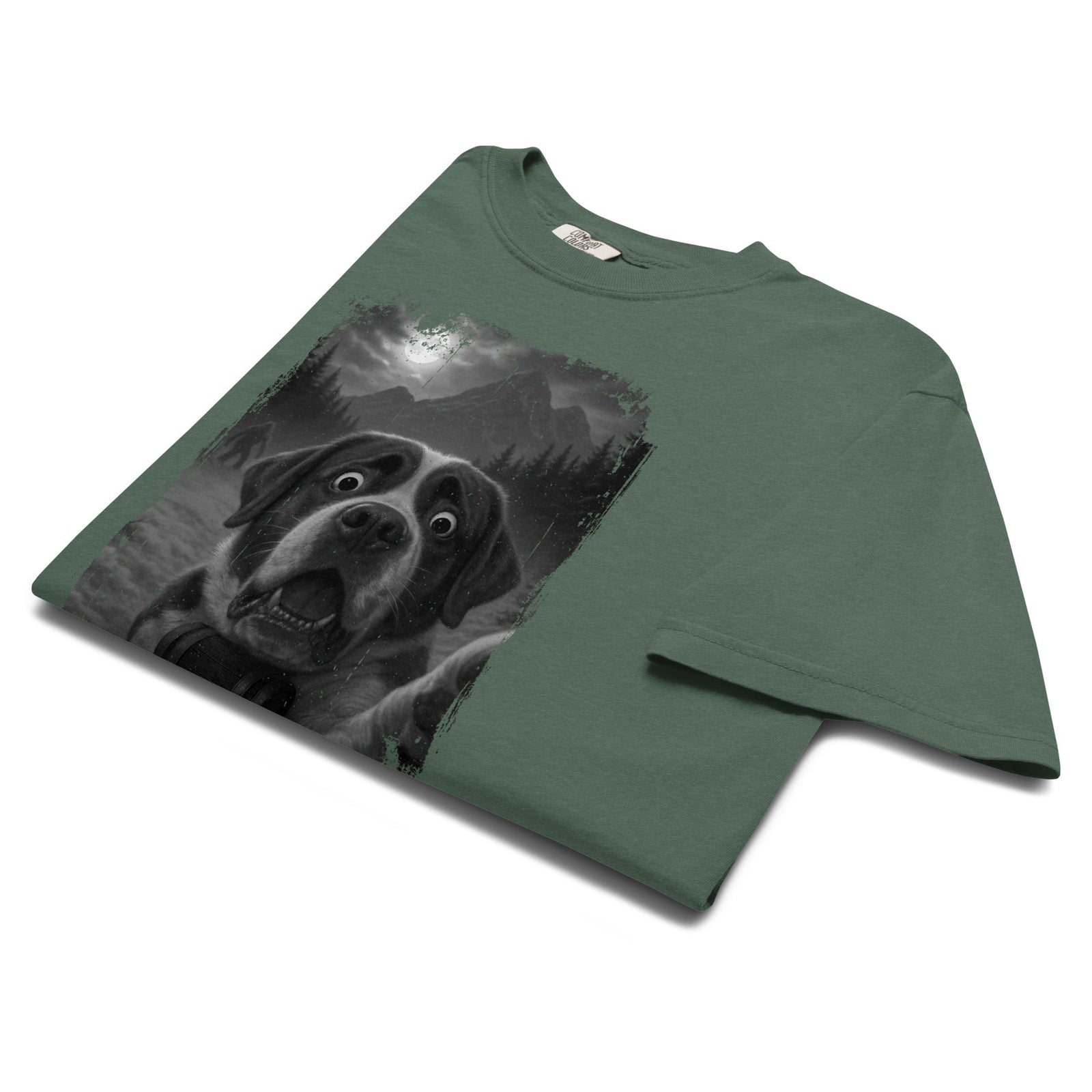 Bigfoot Scaredy Saint Bernard Selfie T-Shirt - Lucy + Norman