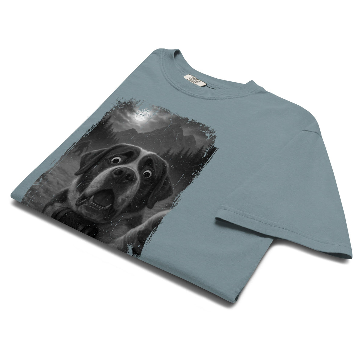 Bigfoot Scaredy Saint Bernard Selfie T-Shirt - Lucy + Norman