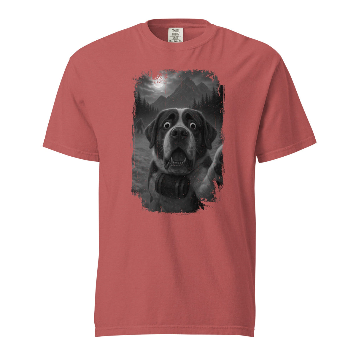 Bigfoot Scaredy Saint Bernard Selfie T-Shirt - Lucy + Norman