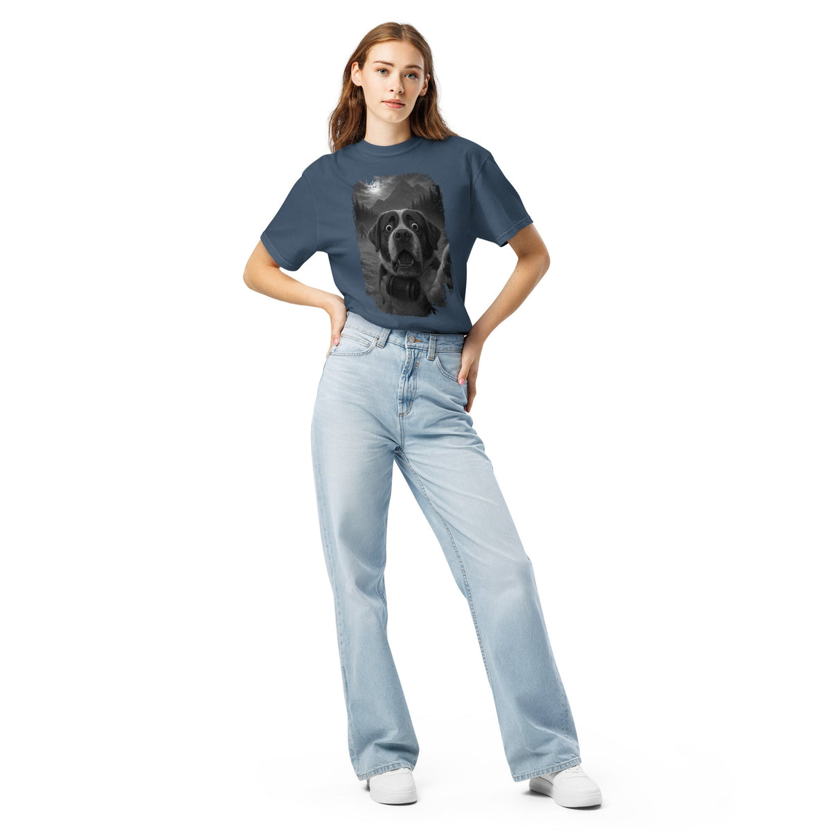Bigfoot Scaredy Saint Bernard Selfie T-Shirt - Lucy + Norman