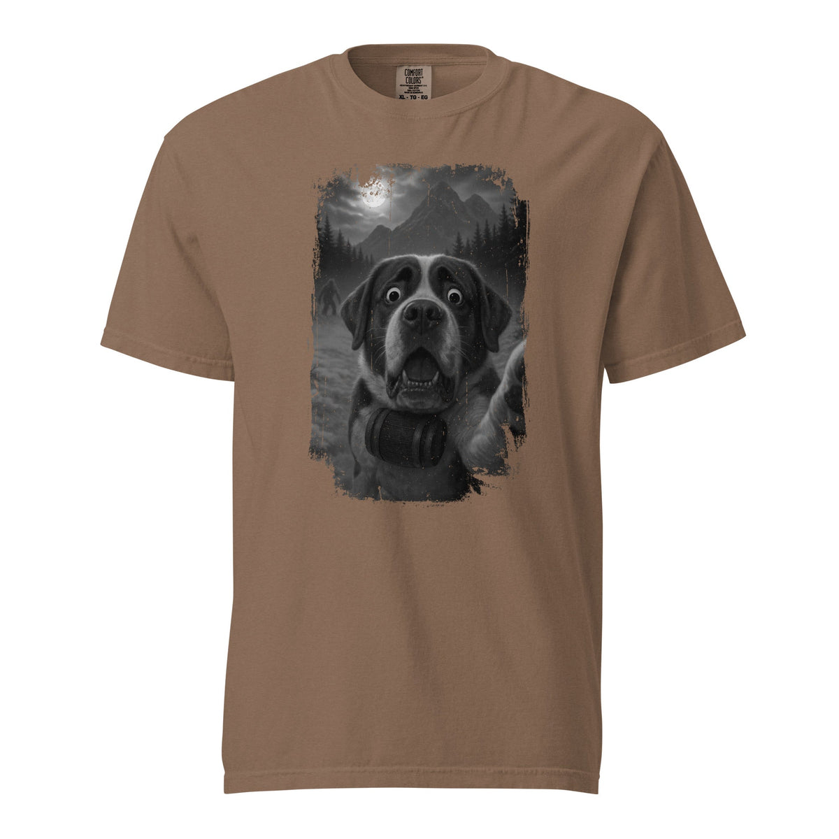 Bigfoot Scaredy Saint Bernard Selfie T-Shirt - Lucy + Norman