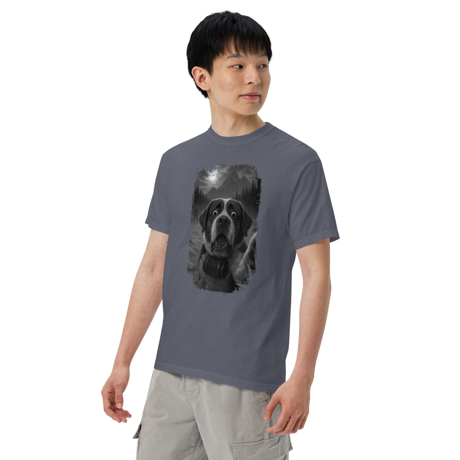 Bigfoot Scaredy Saint Bernard Selfie T-Shirt - Lucy + Norman