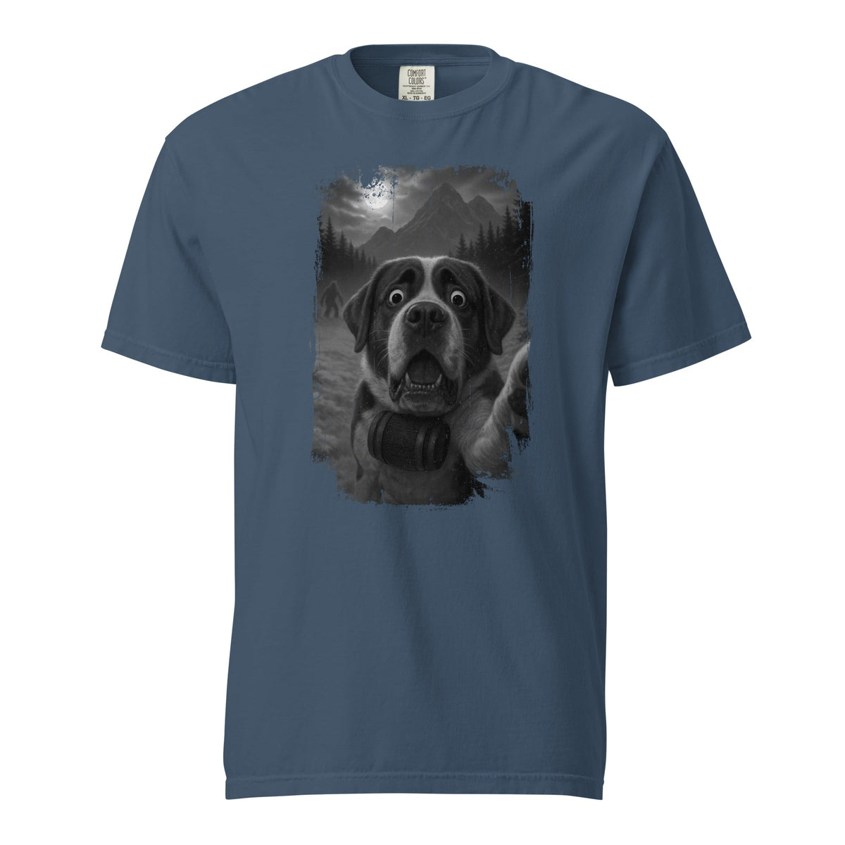 Bigfoot Scaredy Saint Bernard Selfie T-Shirt - Lucy + Norman