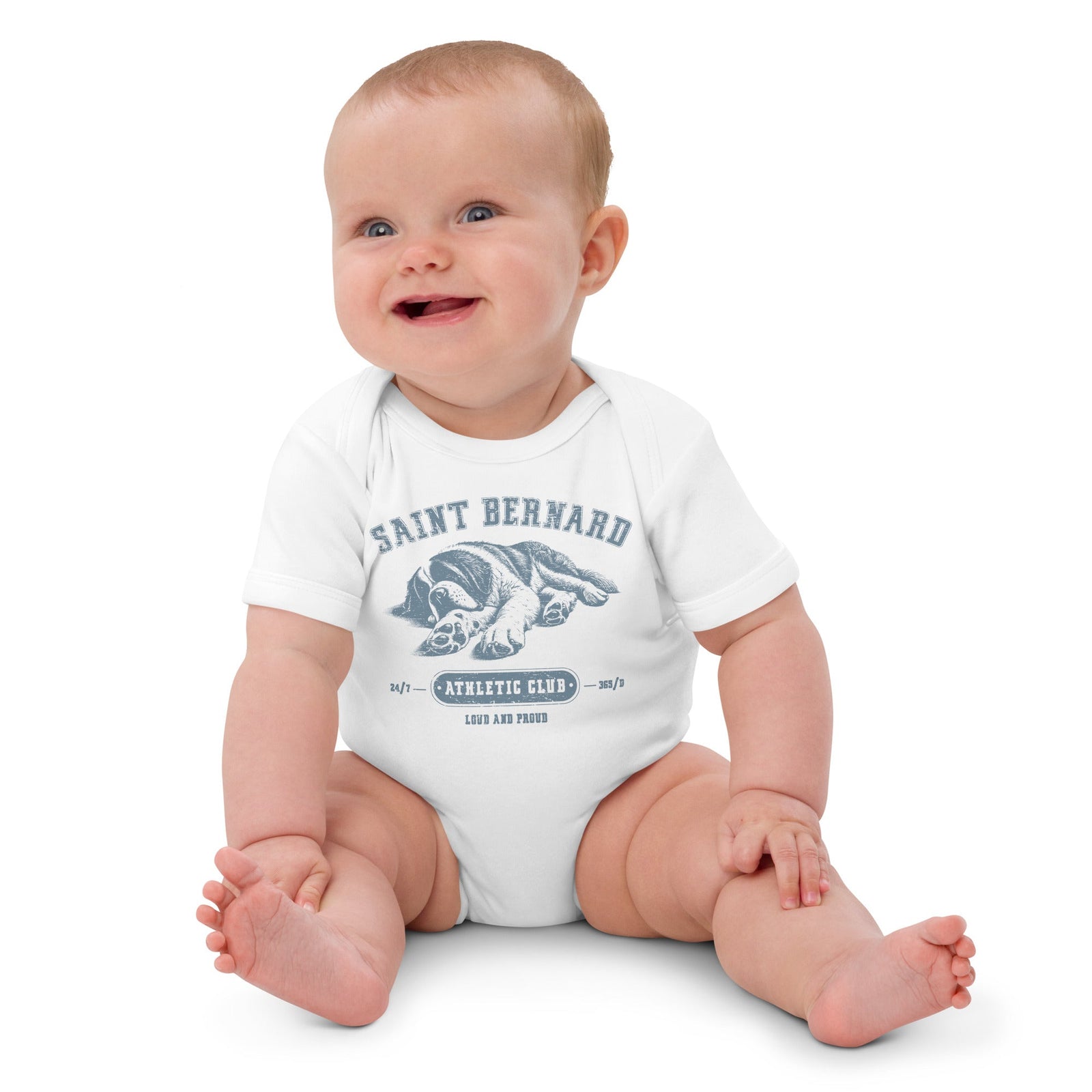 Blue Saint Bernard Athletic Club Organic Baby Bodysuit - Lucy + Norman