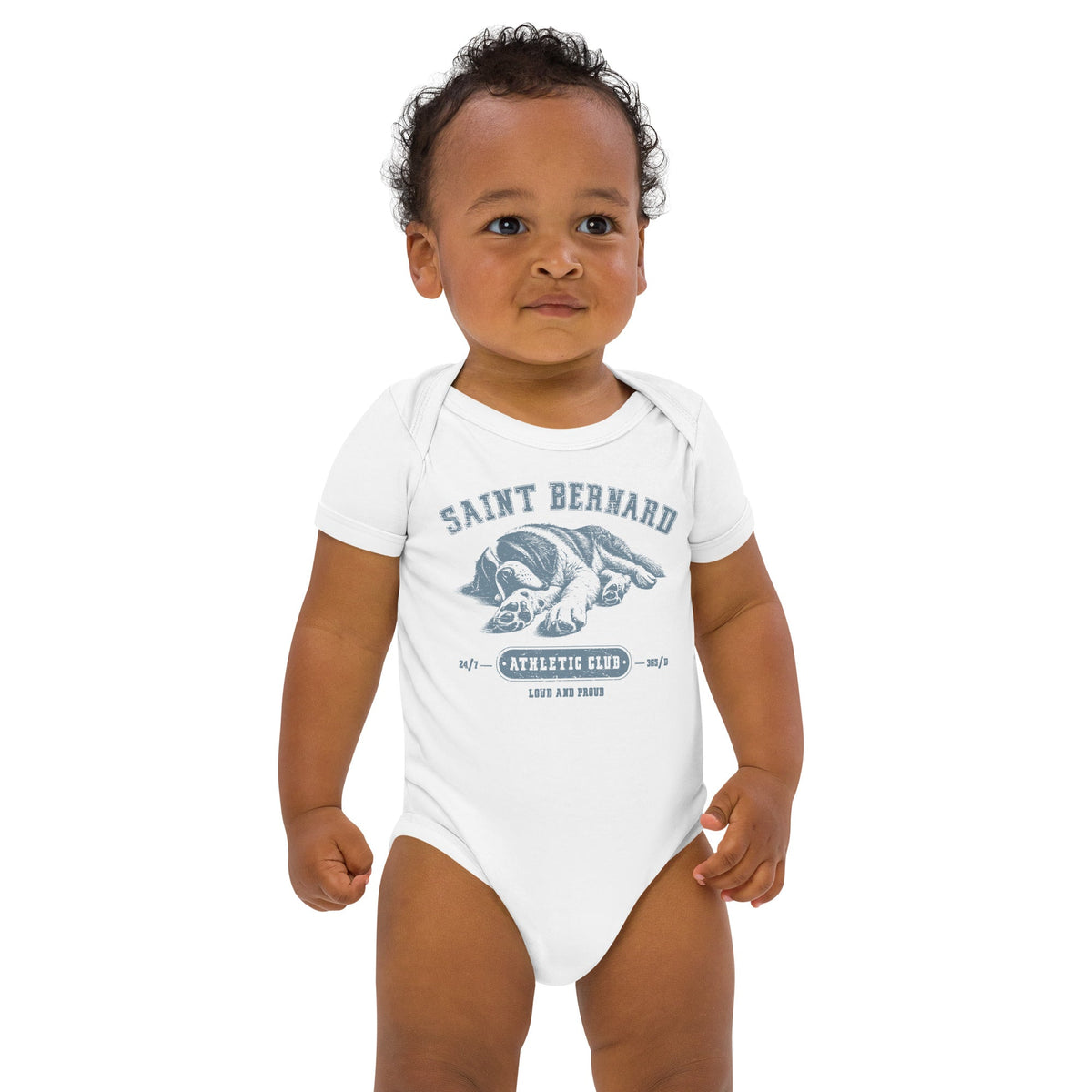 Blue Saint Bernard Athletic Club Organic Baby Bodysuit - Lucy + Norman