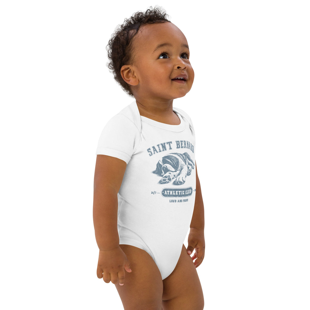 Blue Saint Bernard Athletic Club Organic Baby Bodysuit - Lucy + Norman