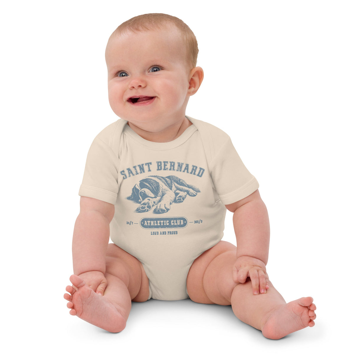 Blue Saint Bernard Athletic Club Organic Baby Bodysuit - Lucy + Norman