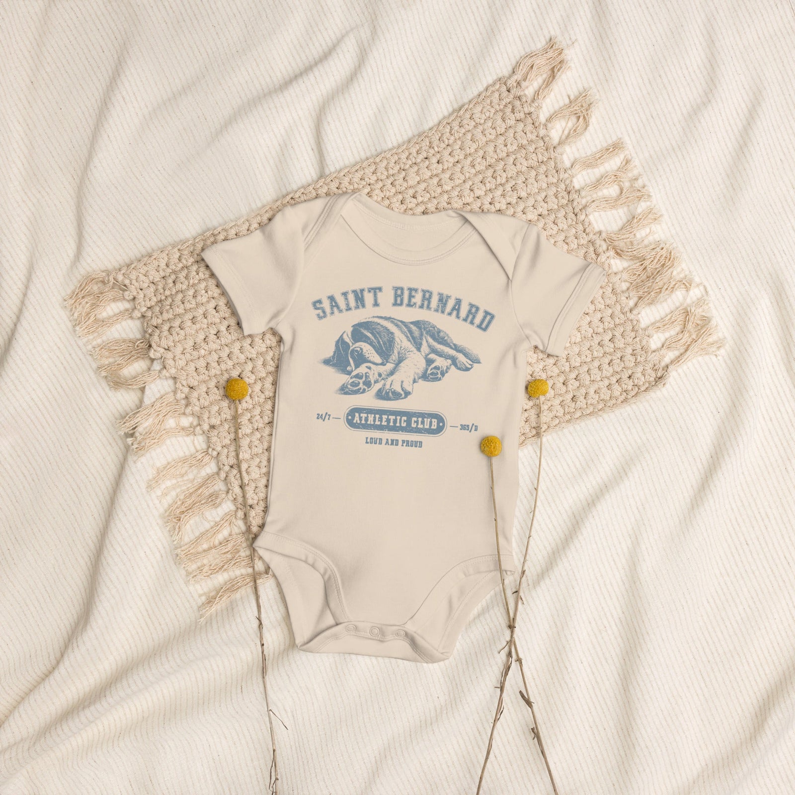 Blue Saint Bernard Athletic Club Organic Baby Bodysuit - Lucy + Norman