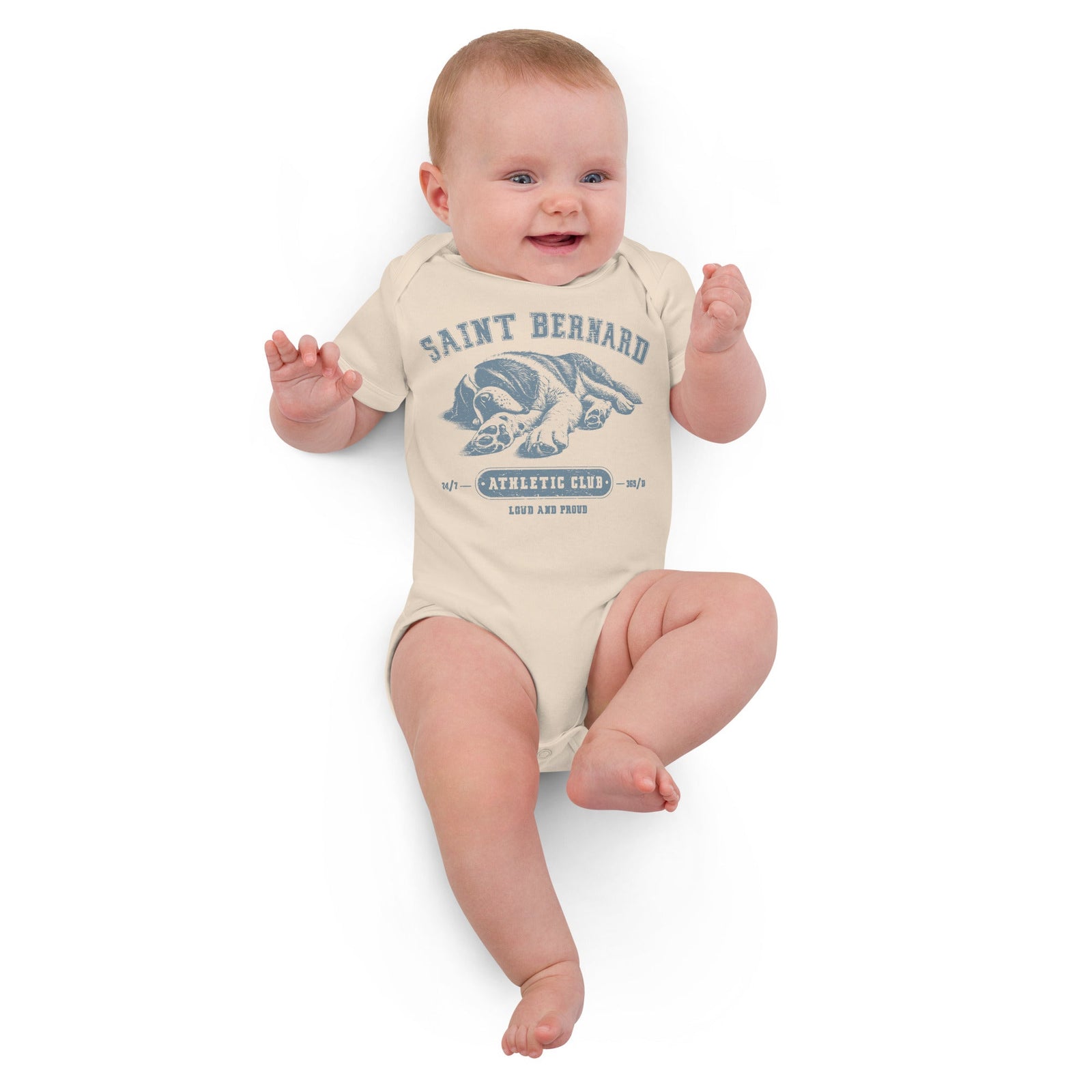 Blue Saint Bernard Athletic Club Organic Baby Bodysuit - Lucy + Norman