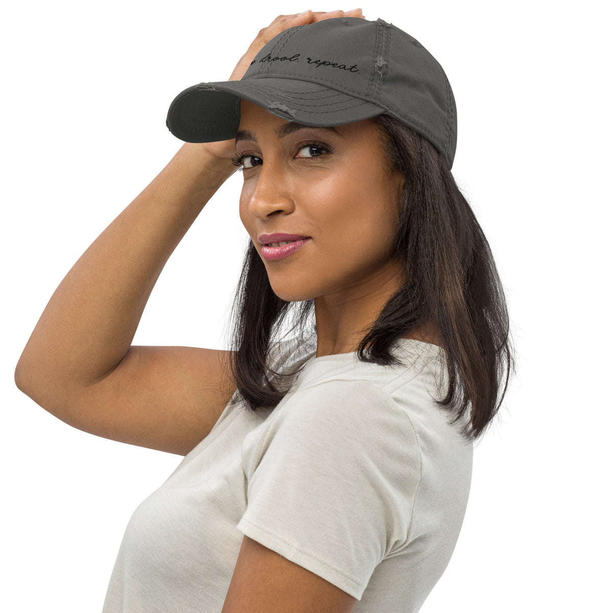 Choose Your Phrase Saint Bernard Embroidered Distressed Hat - Lucy + Norman