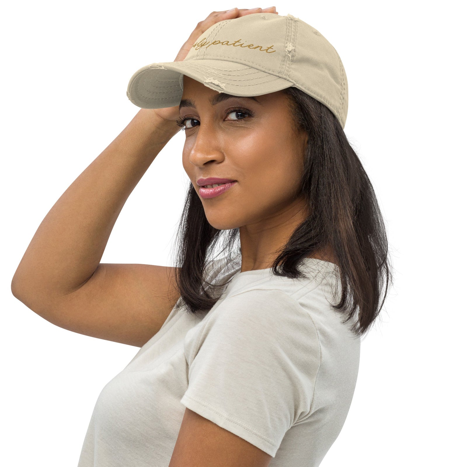 Choose Your Phrase Saint Bernard Embroidered Distressed Hat - Lucy + Norman