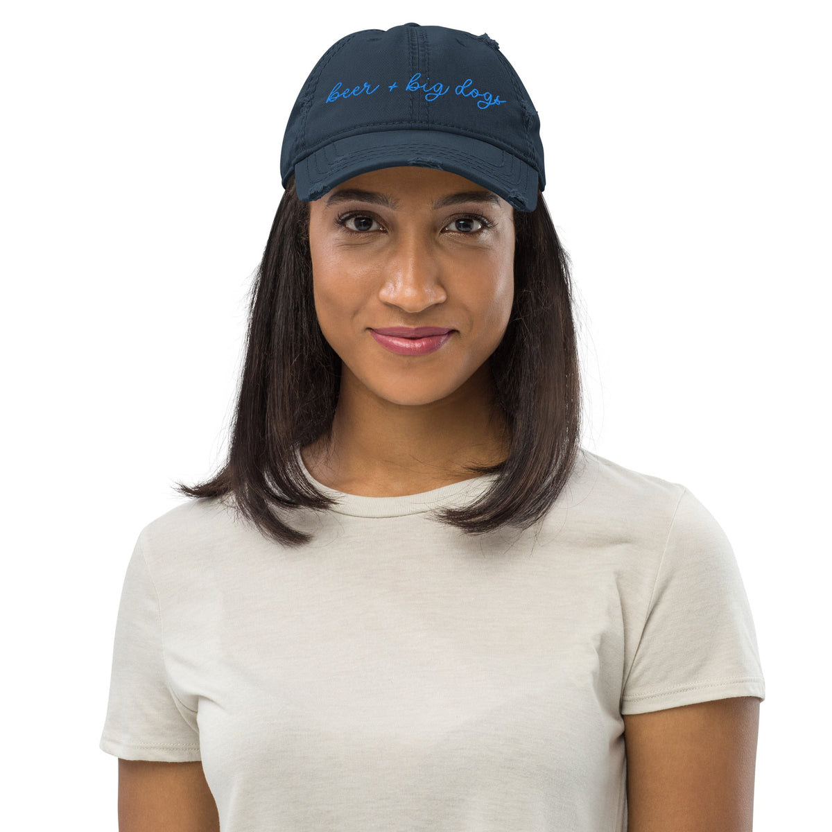 Choose Your Phrase Saint Bernard Embroidered Distressed Hat - Lucy + Norman