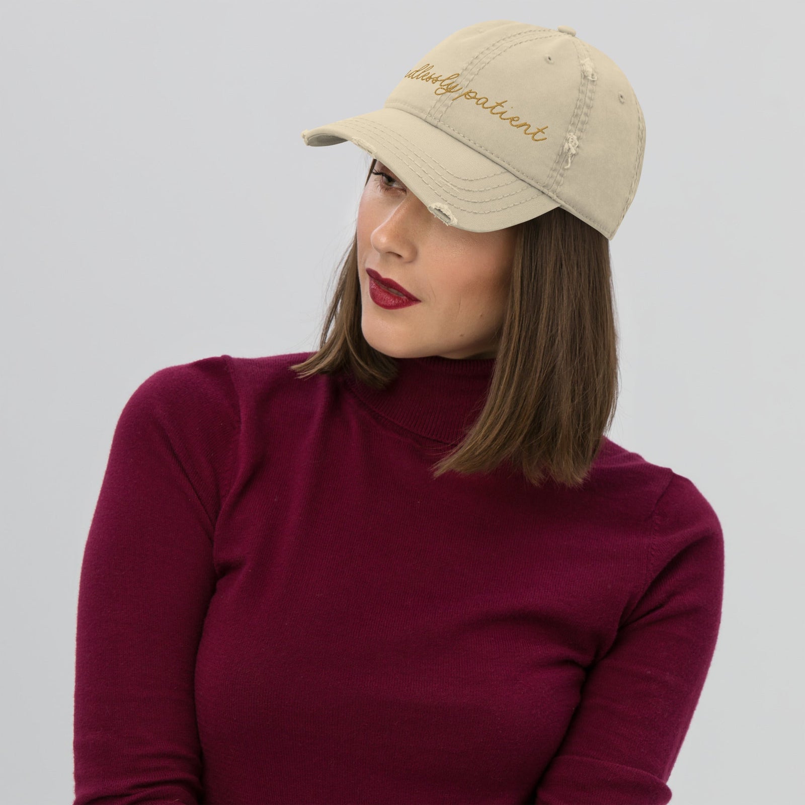 Choose Your Phrase Saint Bernard Embroidered Distressed Hat - Lucy + Norman