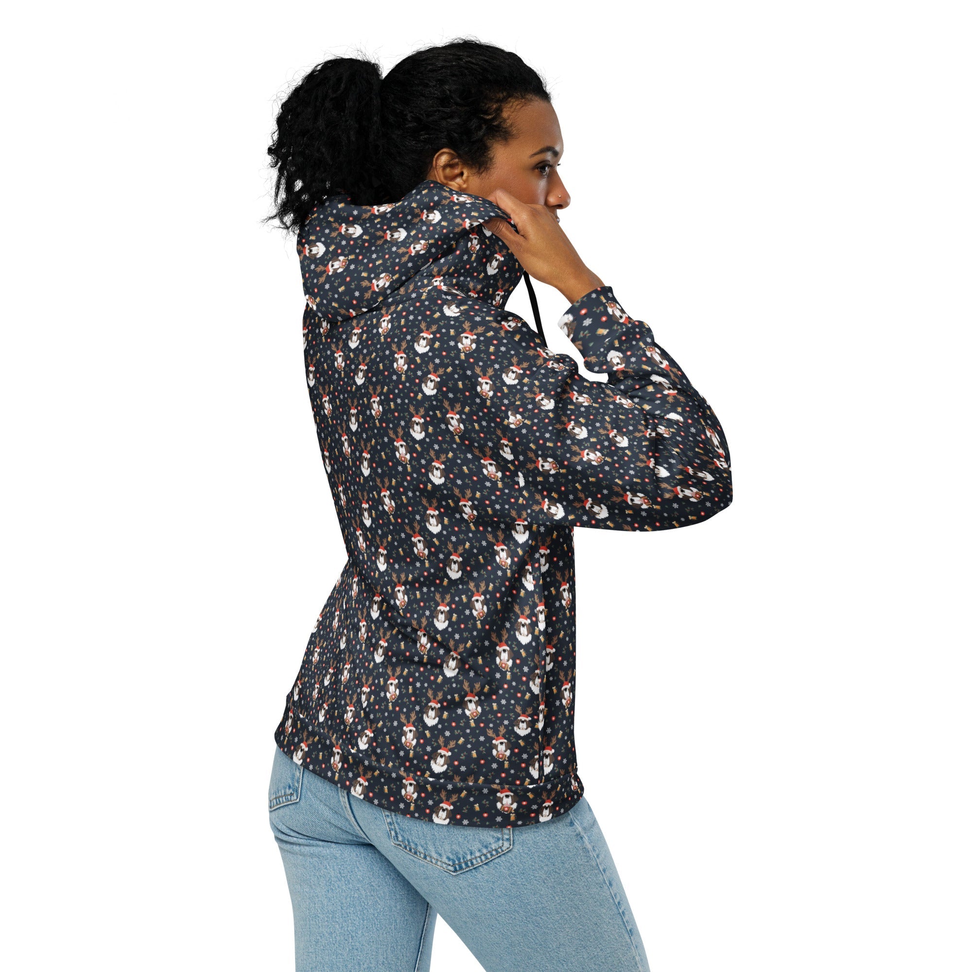 Christmas Reindeer Beer St Bernard Zip Hoodie - Lucy + Norman