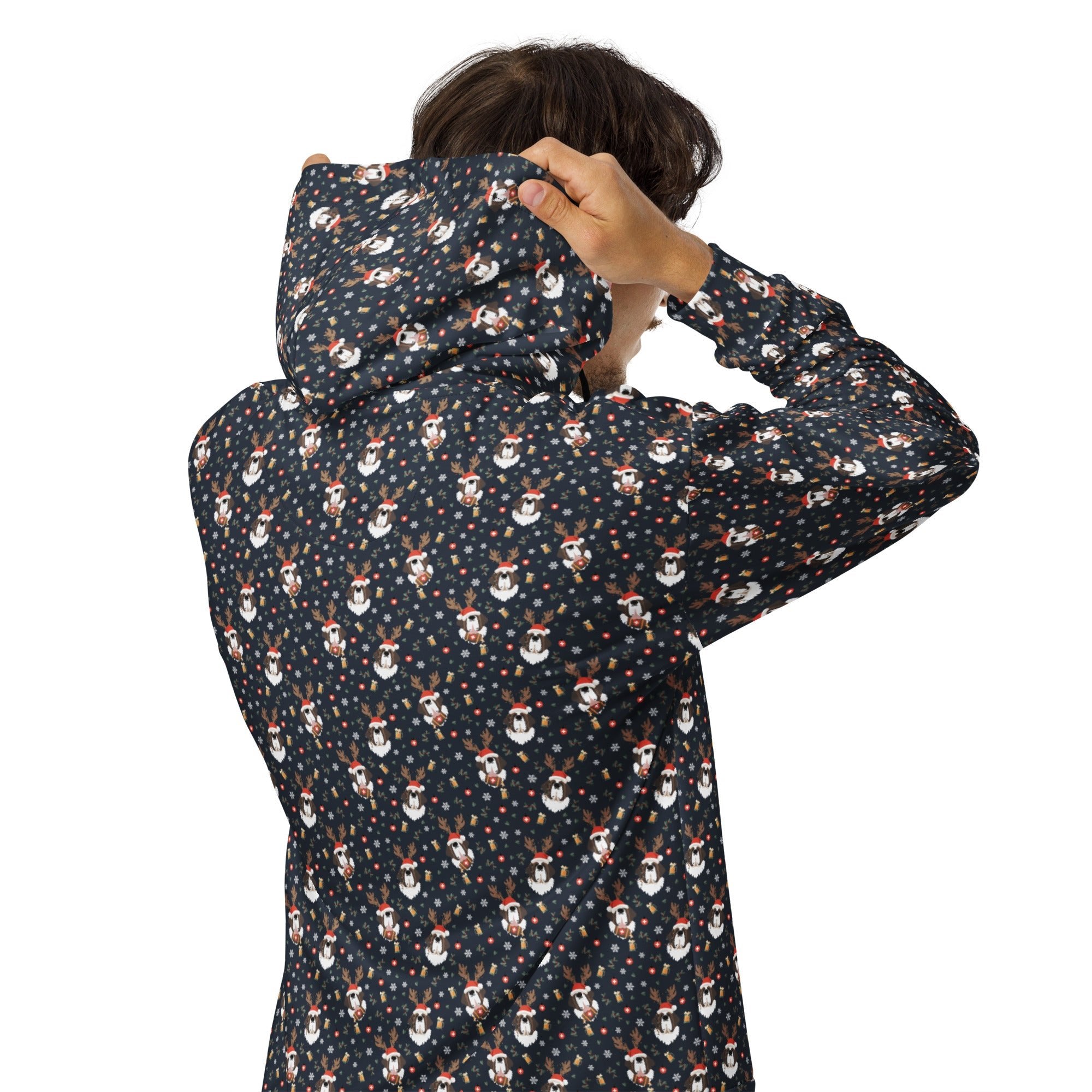 Christmas Reindeer Beer St Bernard Zip Hoodie - Lucy + Norman