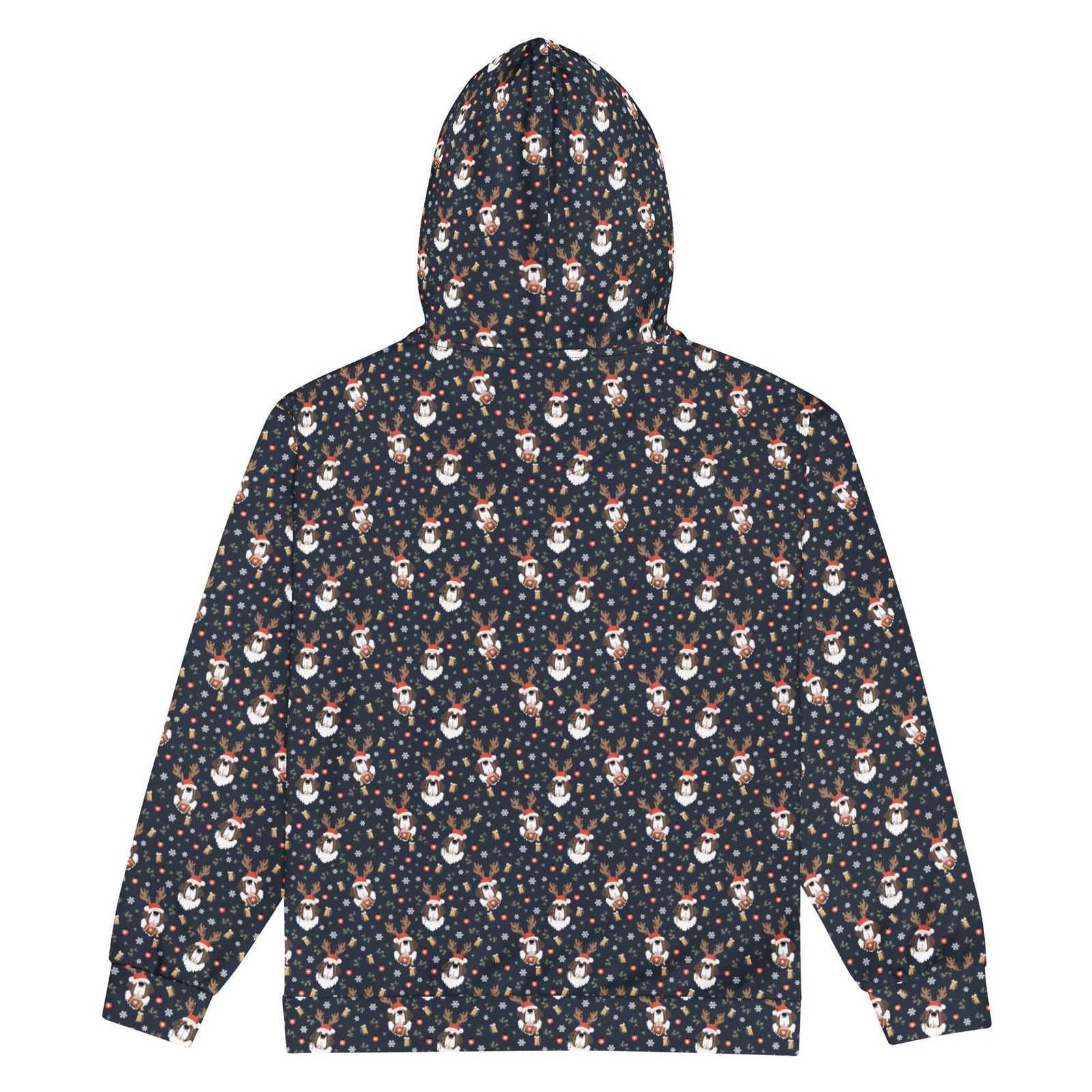 Christmas Reindeer Beer St Bernard Zip Hoodie - Lucy + Norman