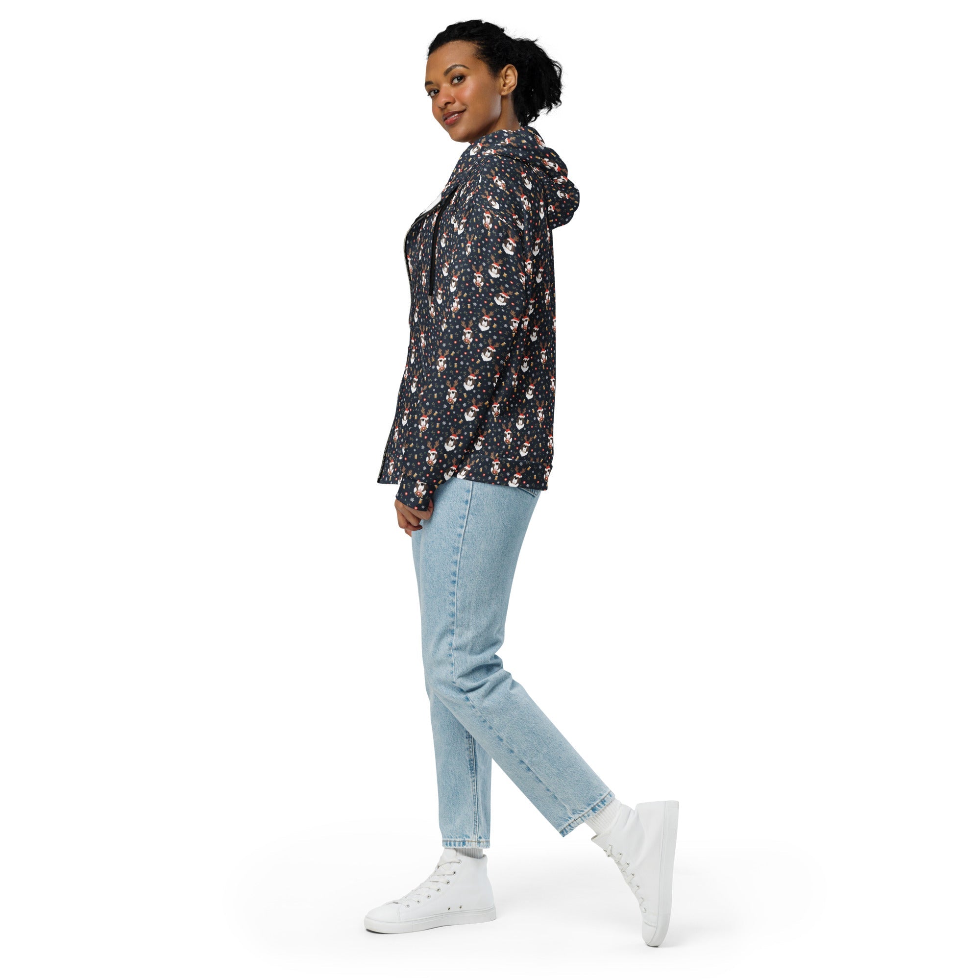 Christmas Reindeer Beer St Bernard Zip Hoodie - Lucy + Norman