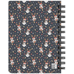 Christmas Reindeer Saint Bernard Beer Spiral Notebook - Lucy + Norman