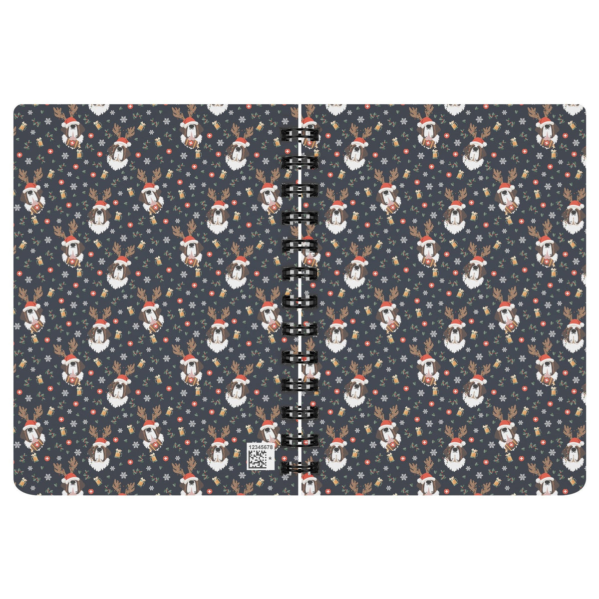 Christmas Reindeer Saint Bernard Beer Spiral Notebook - Lucy + Norman