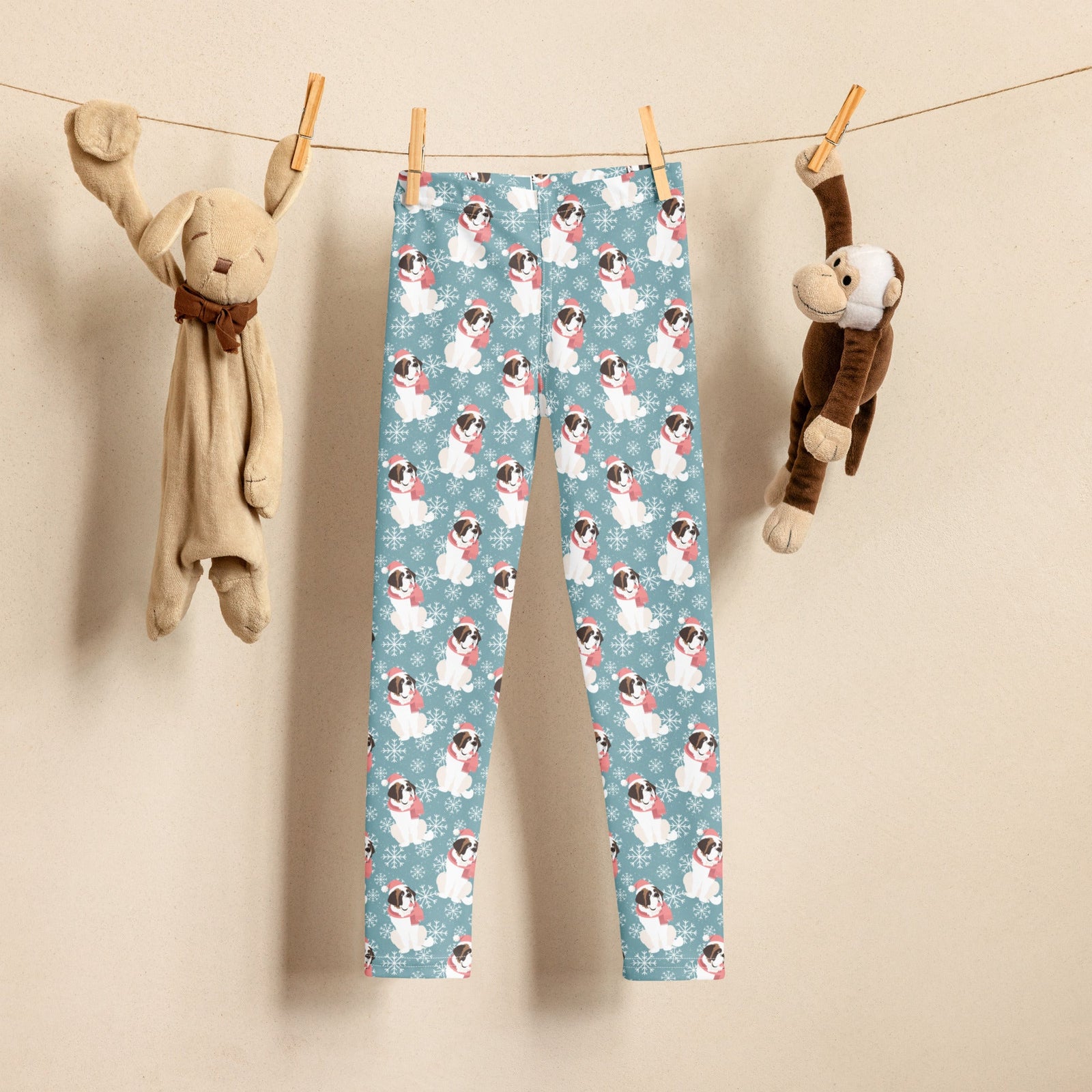 Christmas St Bernard Dog Kid's Leggings - Lucy + Norman