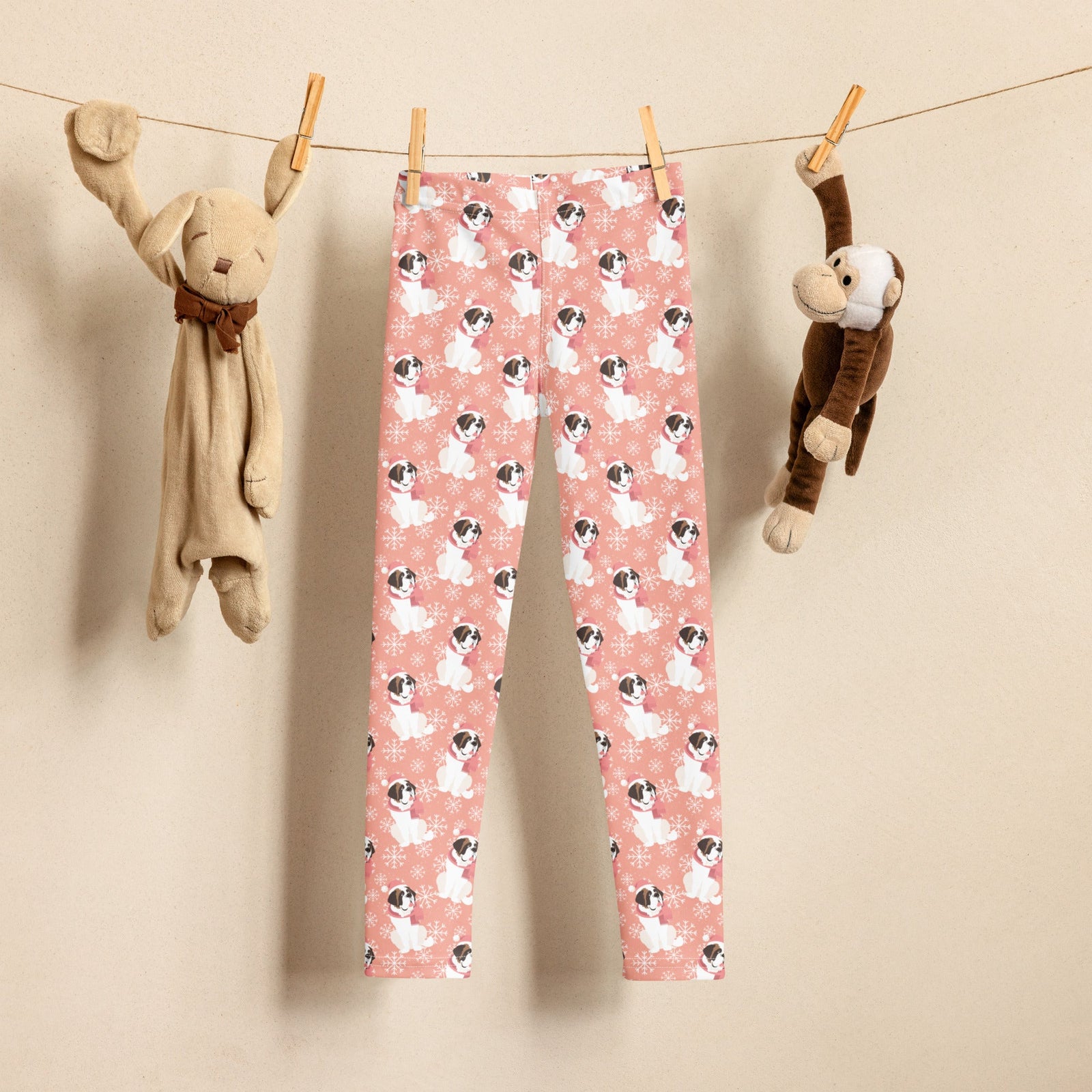 Christmas St Bernard Dog Kid's Leggings - Lucy + Norman