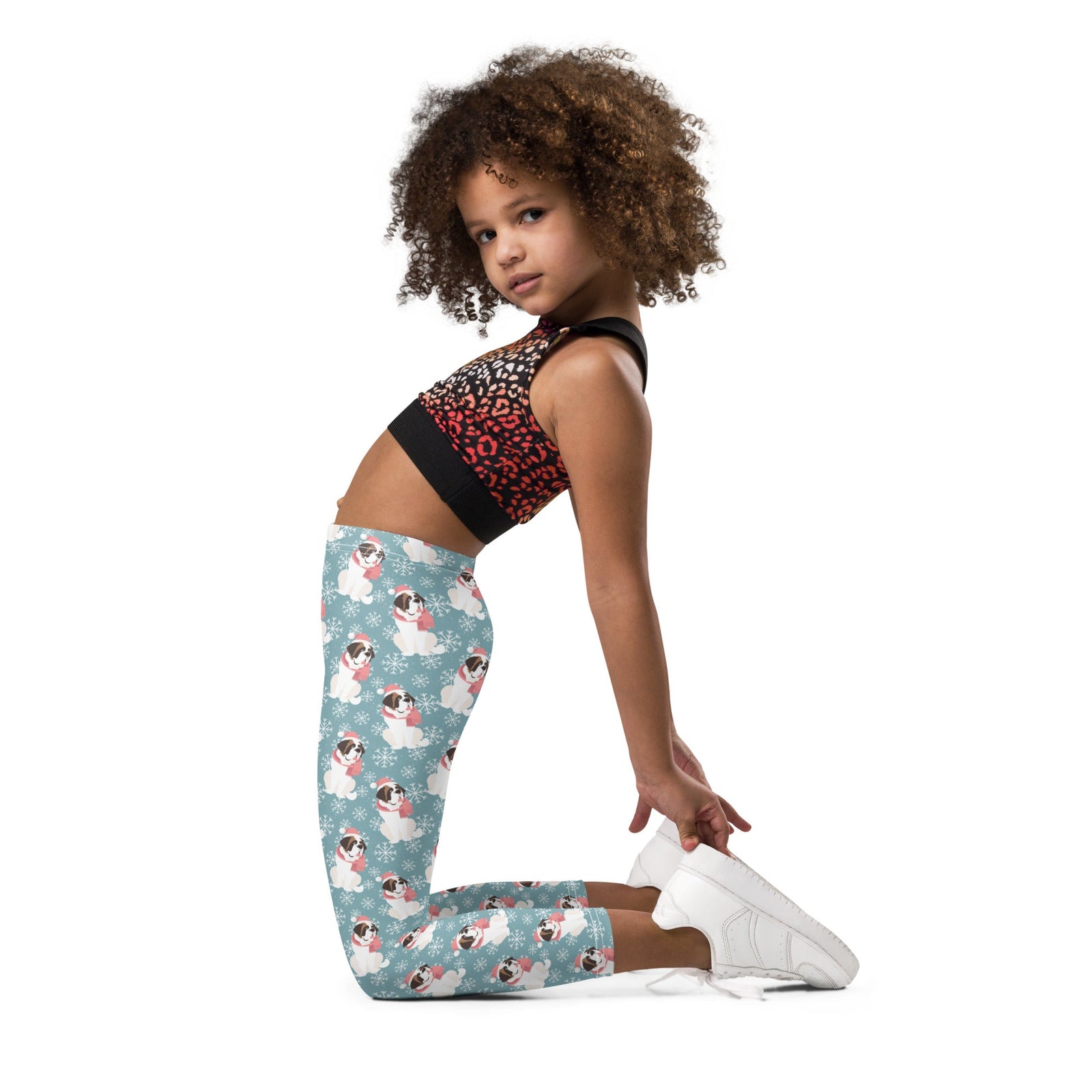 Christmas St Bernard Dog Kid's Leggings - Lucy + Norman